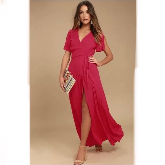 Lulus Dresses & Skirts - Lulus Much Obliged Maxi Wrap Dress - Size Medium